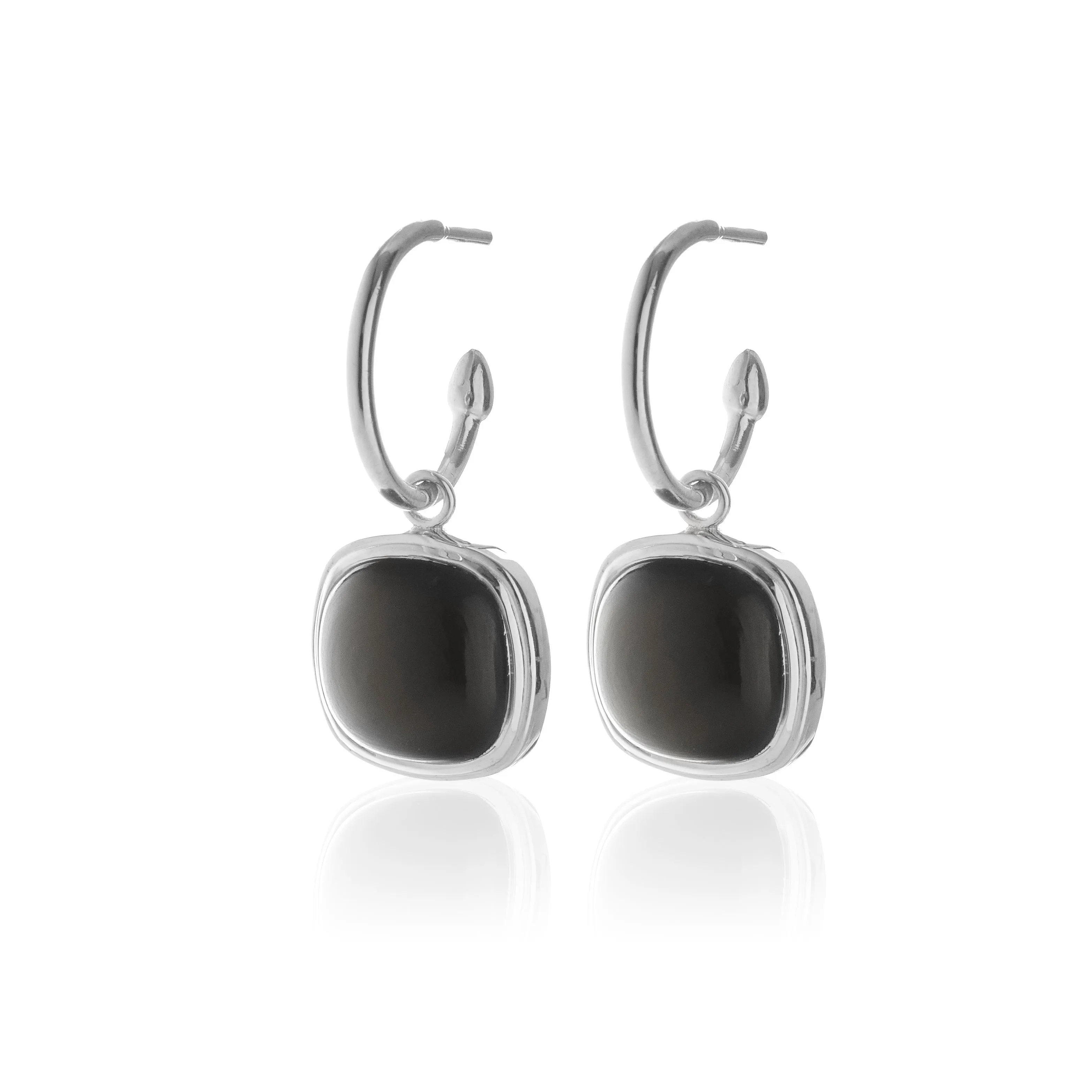 Heritage Hoops / Black Onyx   Silver / Earrings