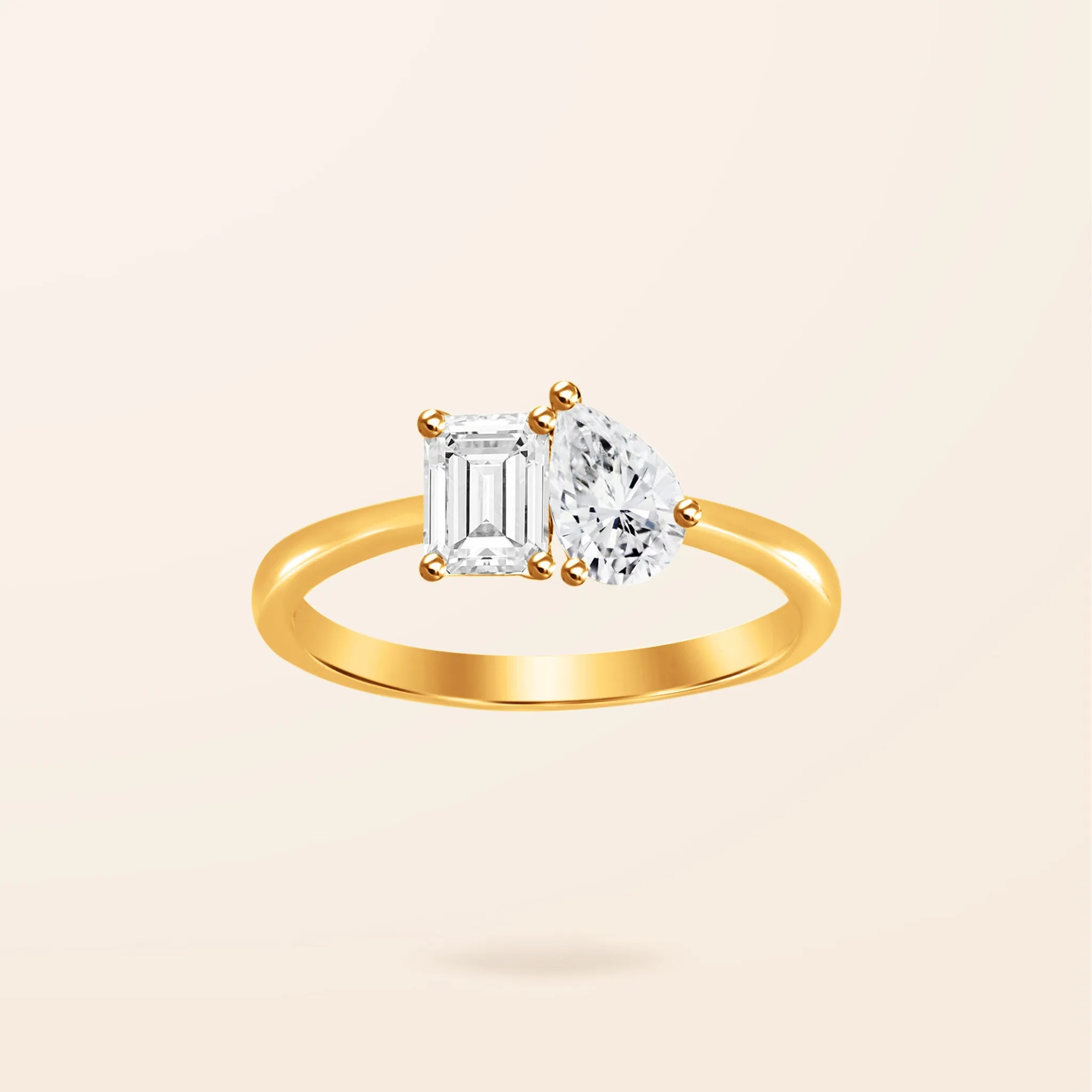 Lab Created Diamond 14K Gold Toi Et Moi Ring