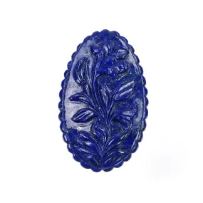 LAPIS LAZULI Gemstone Carving : 31.00cts Natural Untreated Blue Lapis Hand Carved Oval Shape 38*23mm