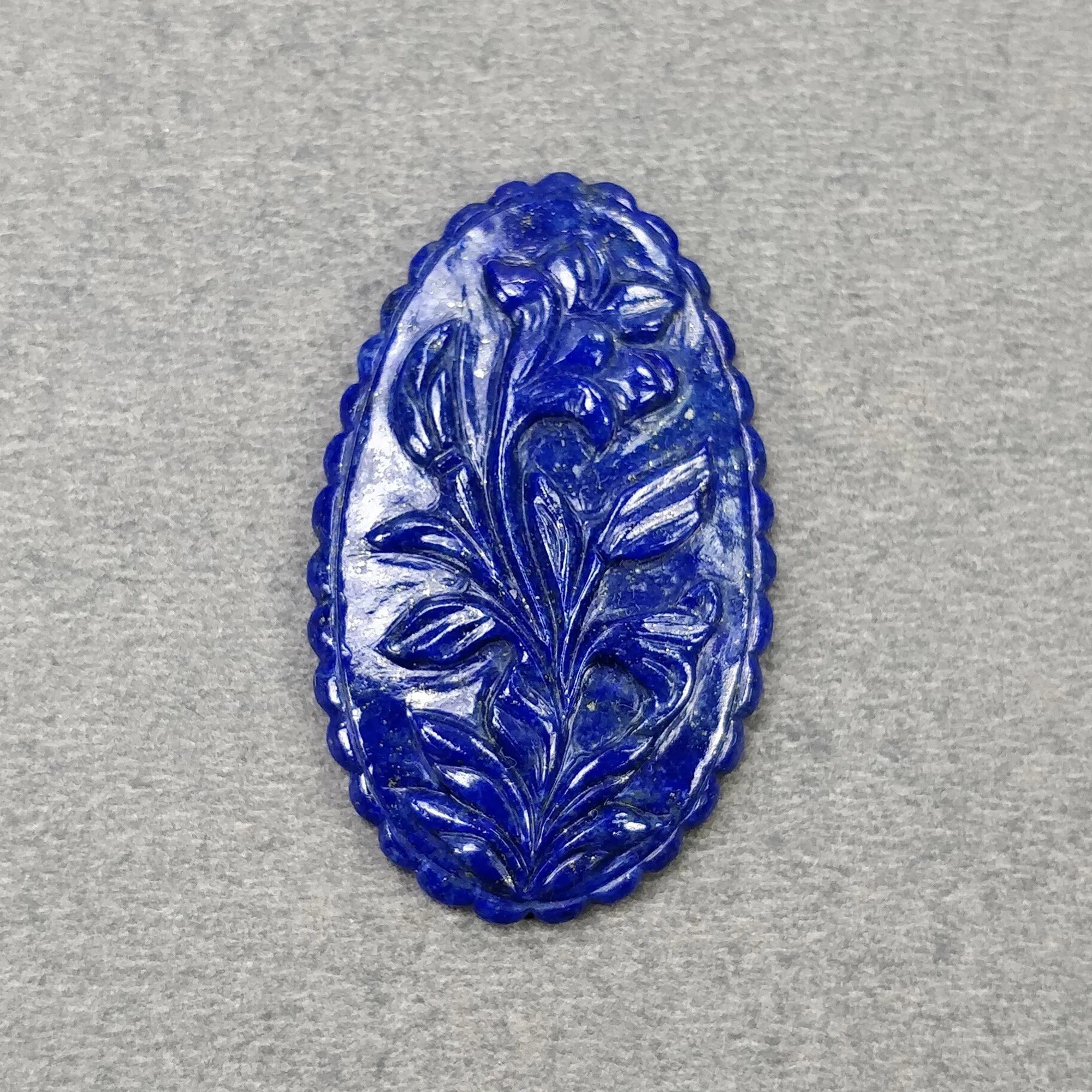 LAPIS LAZULI Gemstone Carving : 31.00cts Natural Untreated Blue Lapis Hand Carved Oval Shape 38*23mm