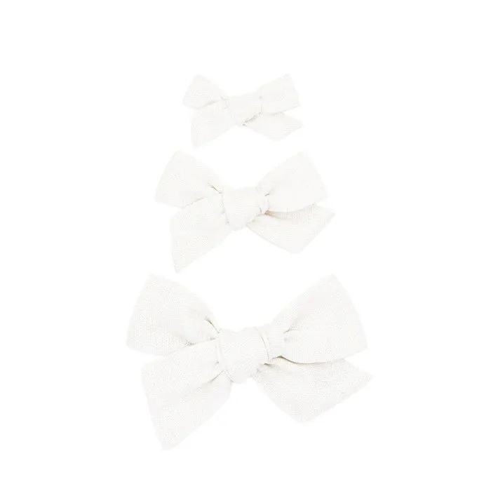 Lou Lou & Co. - Linen Bow - White Clip