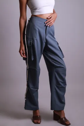 MAISON BEIGE PANTALON CARGO BLEU