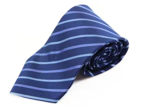 Mens Blue & Purple Striped 8cm Patterned Neck Tie