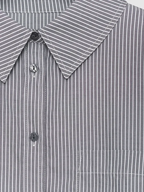 Mika Shirt in Grey and White Stripe