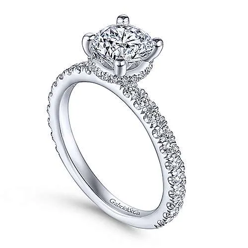 Mounting Only, 14K White Gold Diamond Engagement Ring