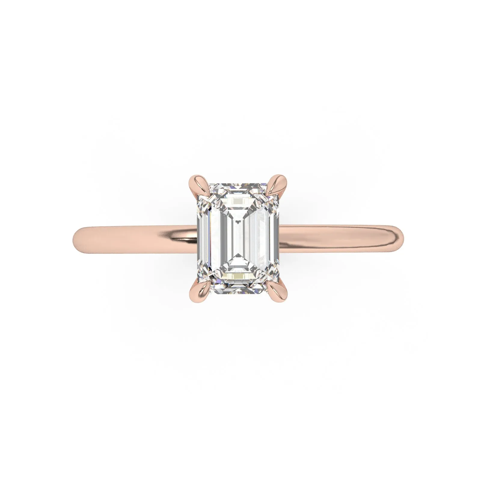 Natural Emerald Cut Engagement Ring