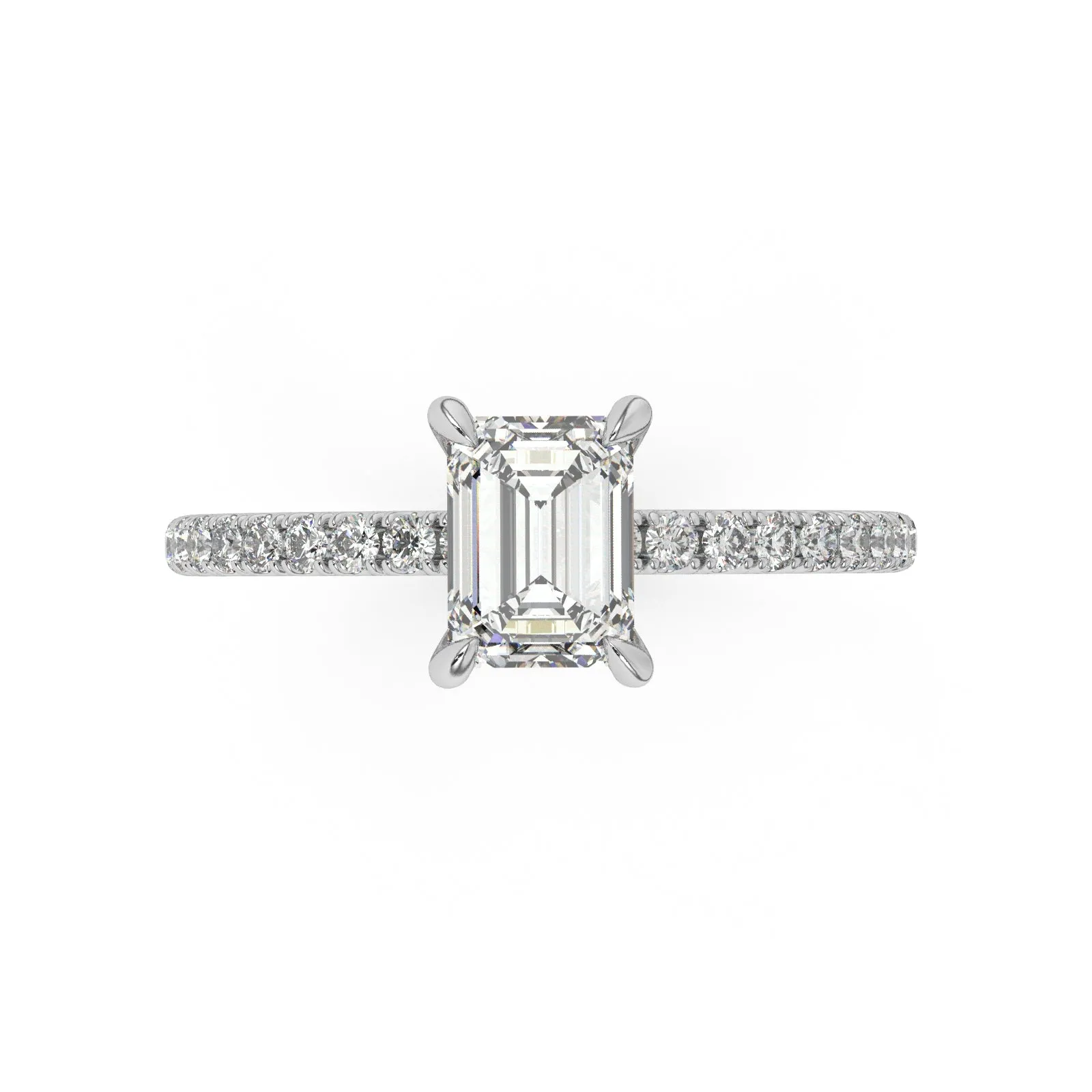 Natural Emerald Cut Engagement Ring