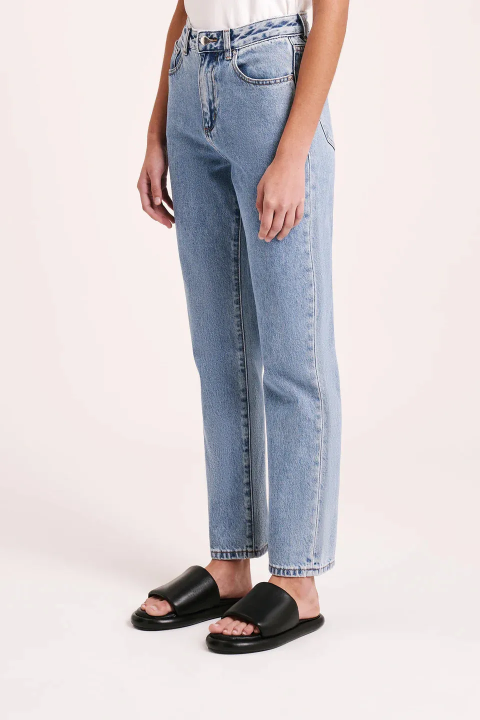 Organic Straight Leg Jean - Washed Blue