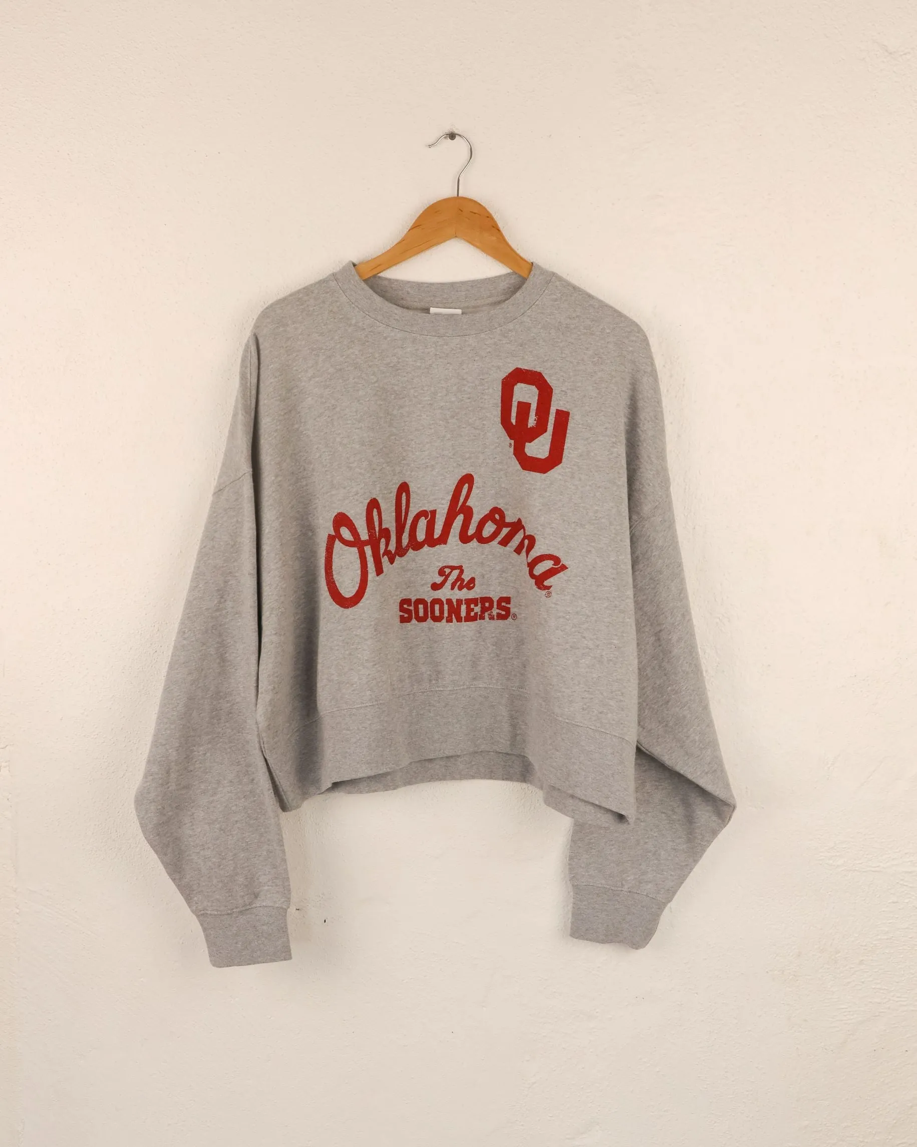 OU Sooners Quality Gray Oversized Crew Sweatshirt