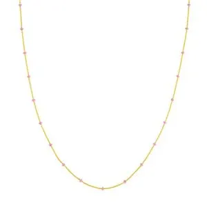 Pink Enamel Saturn Bead Station Necklace