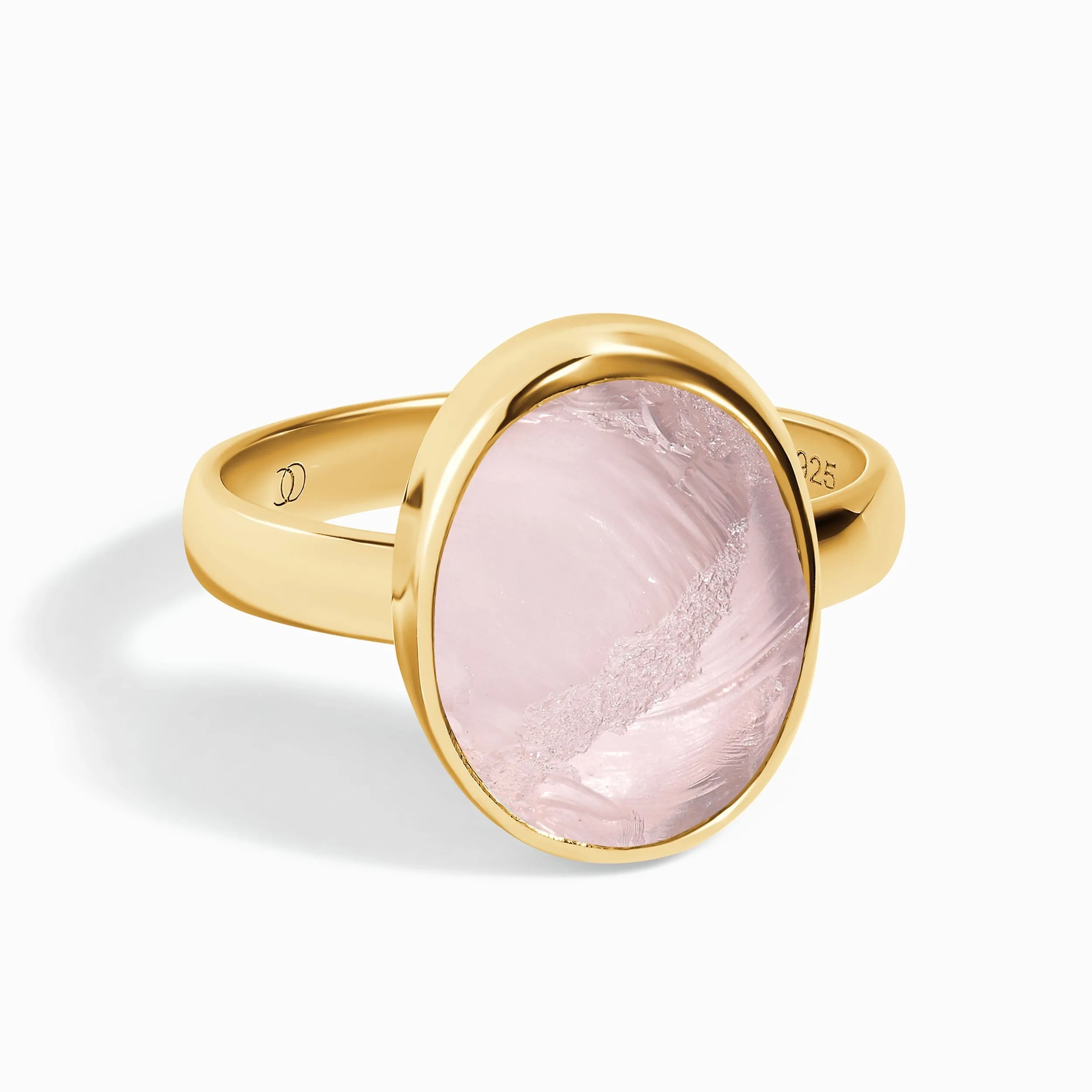 Raw Crystal Ring - Enfolded Rose Quartz