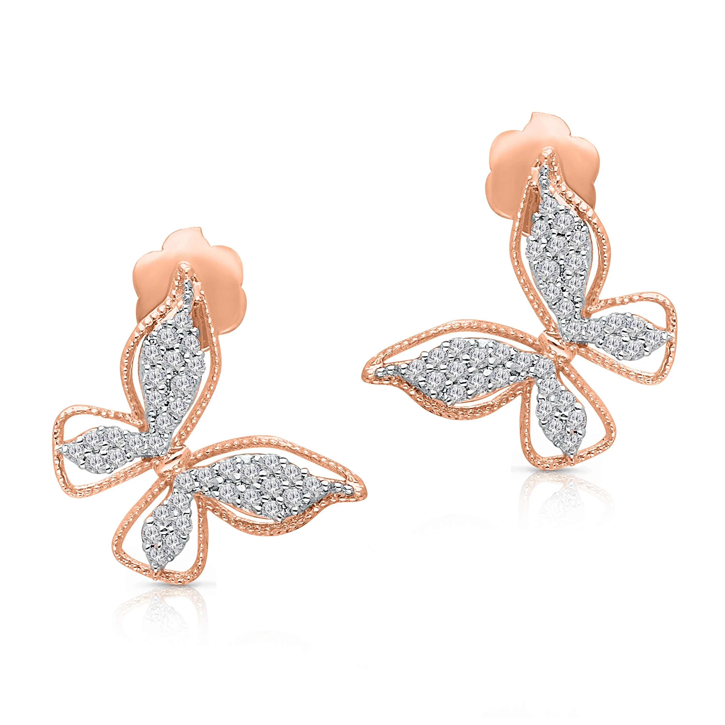 Rose Gold & Diamond Butterfly Earrings