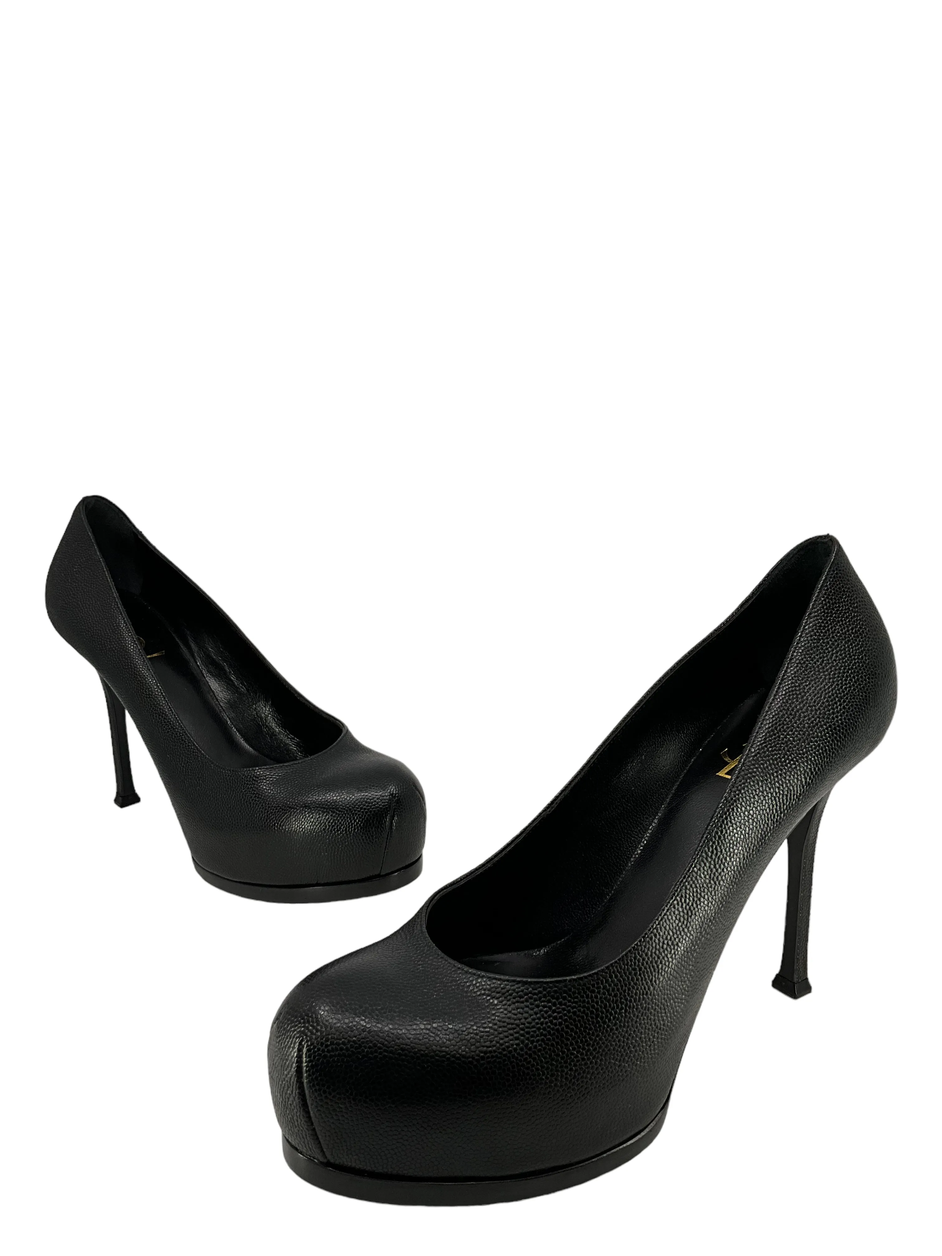 Saint Laurent Black Leather Platform Pumps Size 9