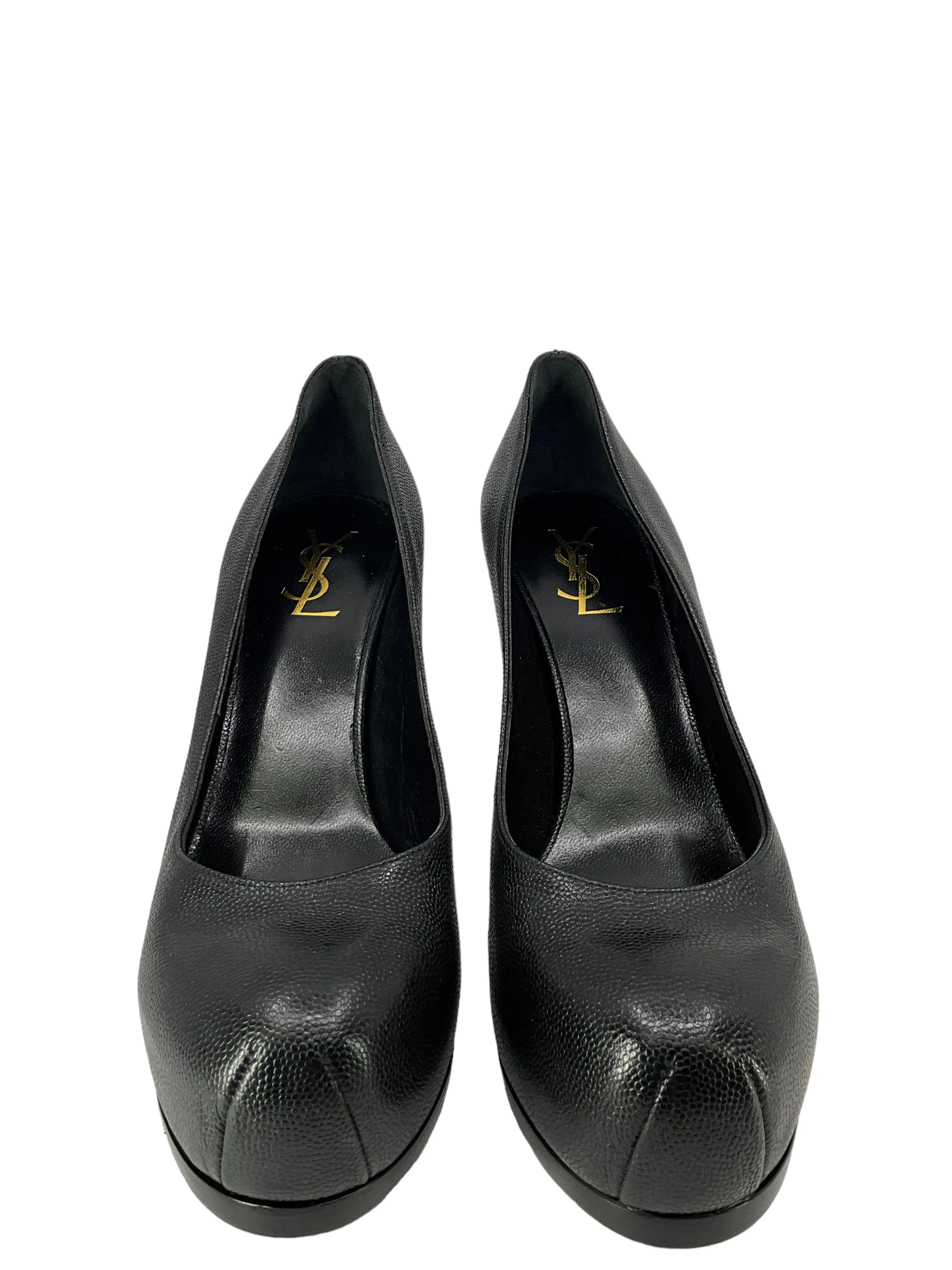 Saint Laurent Black Leather Platform Pumps Size 9