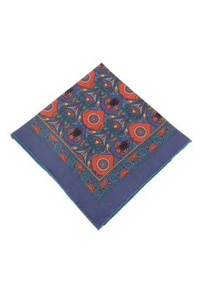 Sapphire Blue Art Deco Egyptian Scarab Pocket Square