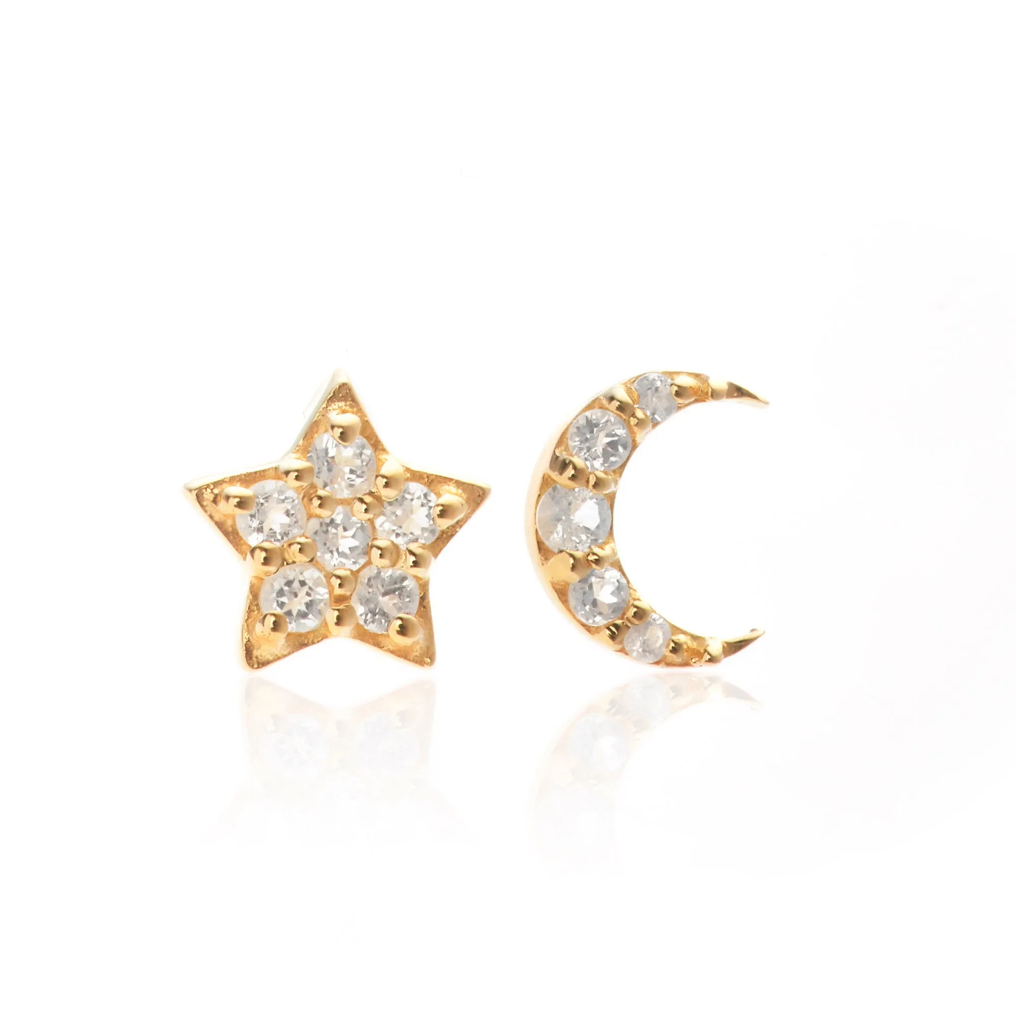 Superfine / Earrings / Celestial / White Topaz   Gold