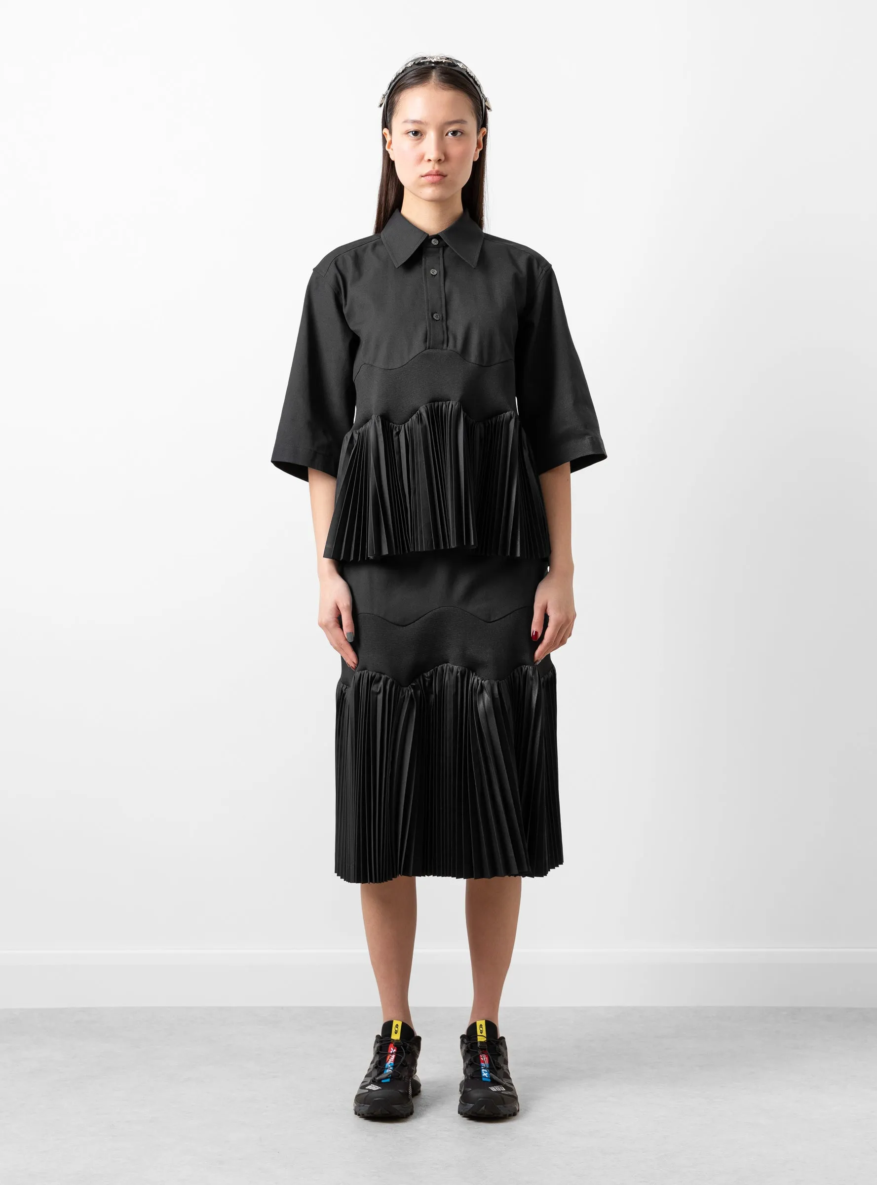 Taffeta Pleats Shirt Black