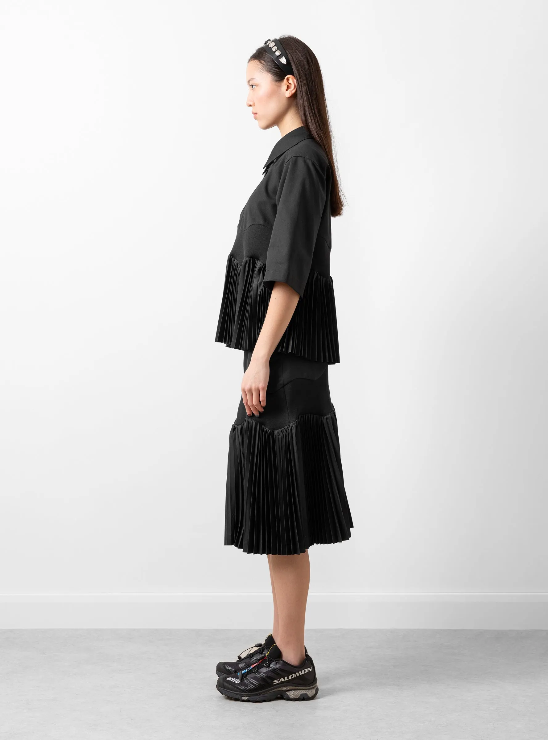 Taffeta Pleats Shirt Black