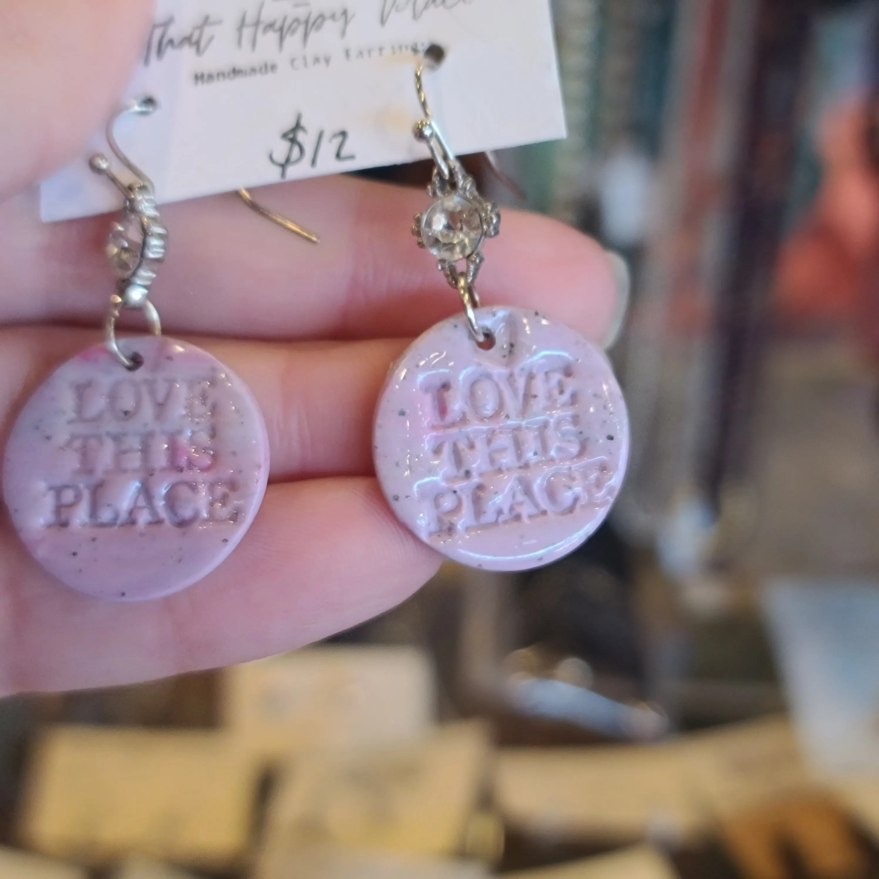 THAT HAPPY PLACE Pink "Love This Place" Dangle Earrings