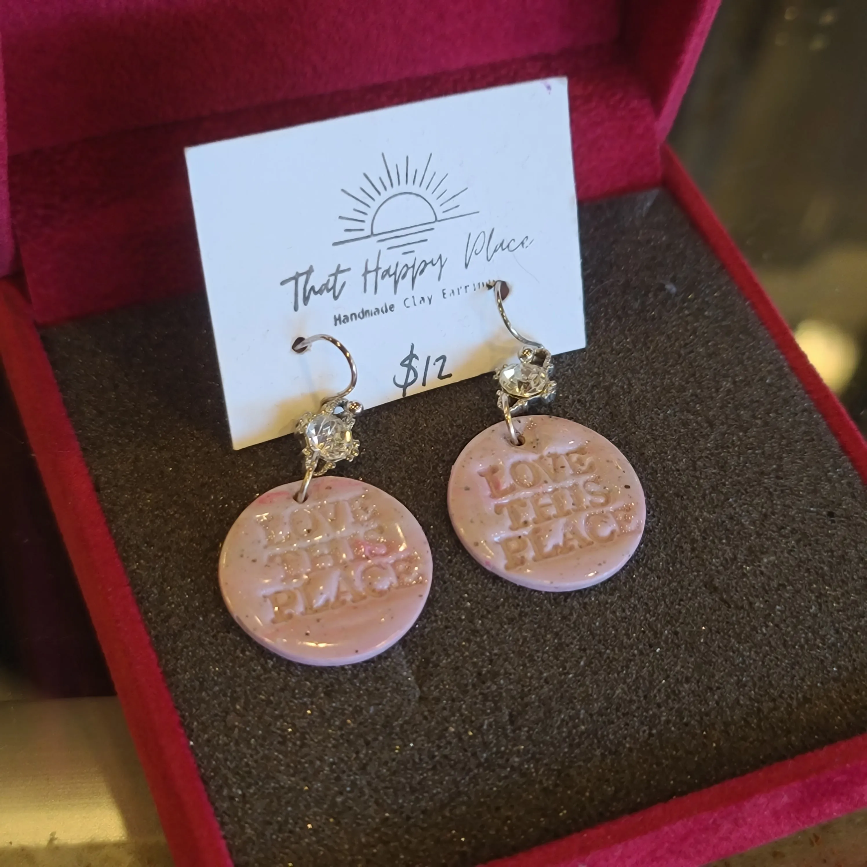 THAT HAPPY PLACE Pink "Love This Place" Dangle Earrings