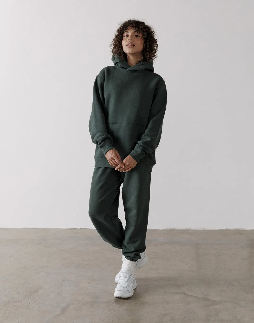 The Oversized Pullover Hoodie in Earth Green