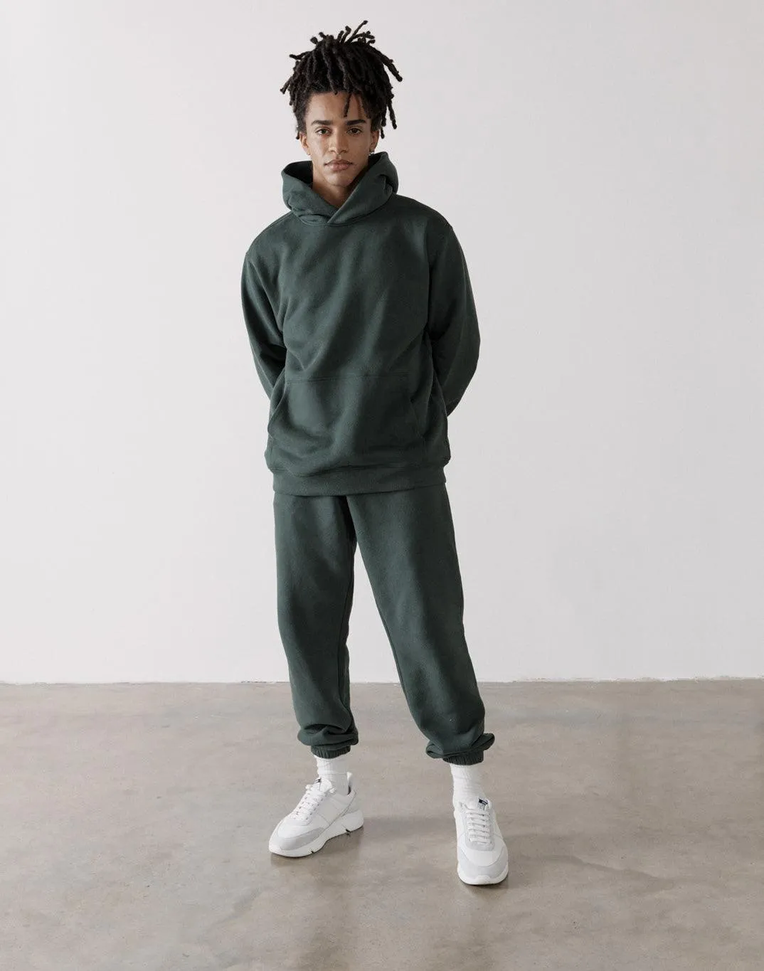 The Oversized Pullover Hoodie in Earth Green