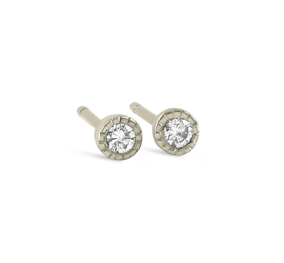 Tiny Solitaire Stud Earrings