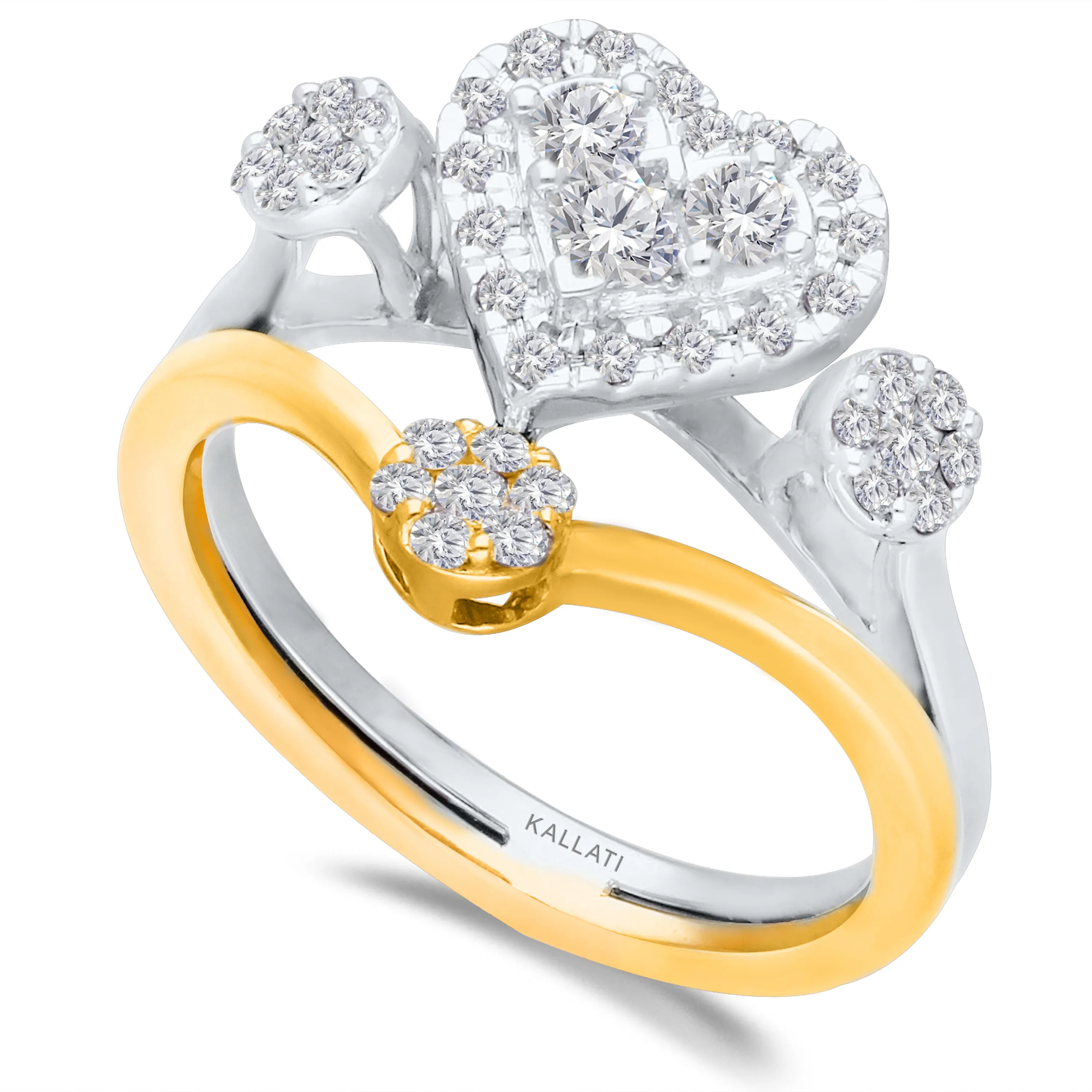 Two Tone Gold Diamond Eternal Heart Ring