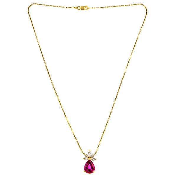 Vintage Pink Tourmaline & Diamond Pendant