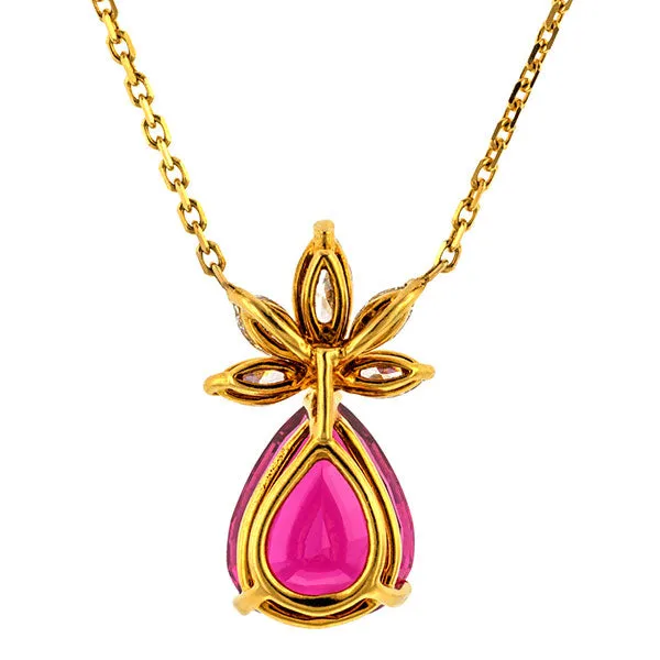 Vintage Pink Tourmaline & Diamond Pendant