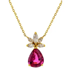 Vintage Pink Tourmaline & Diamond Pendant