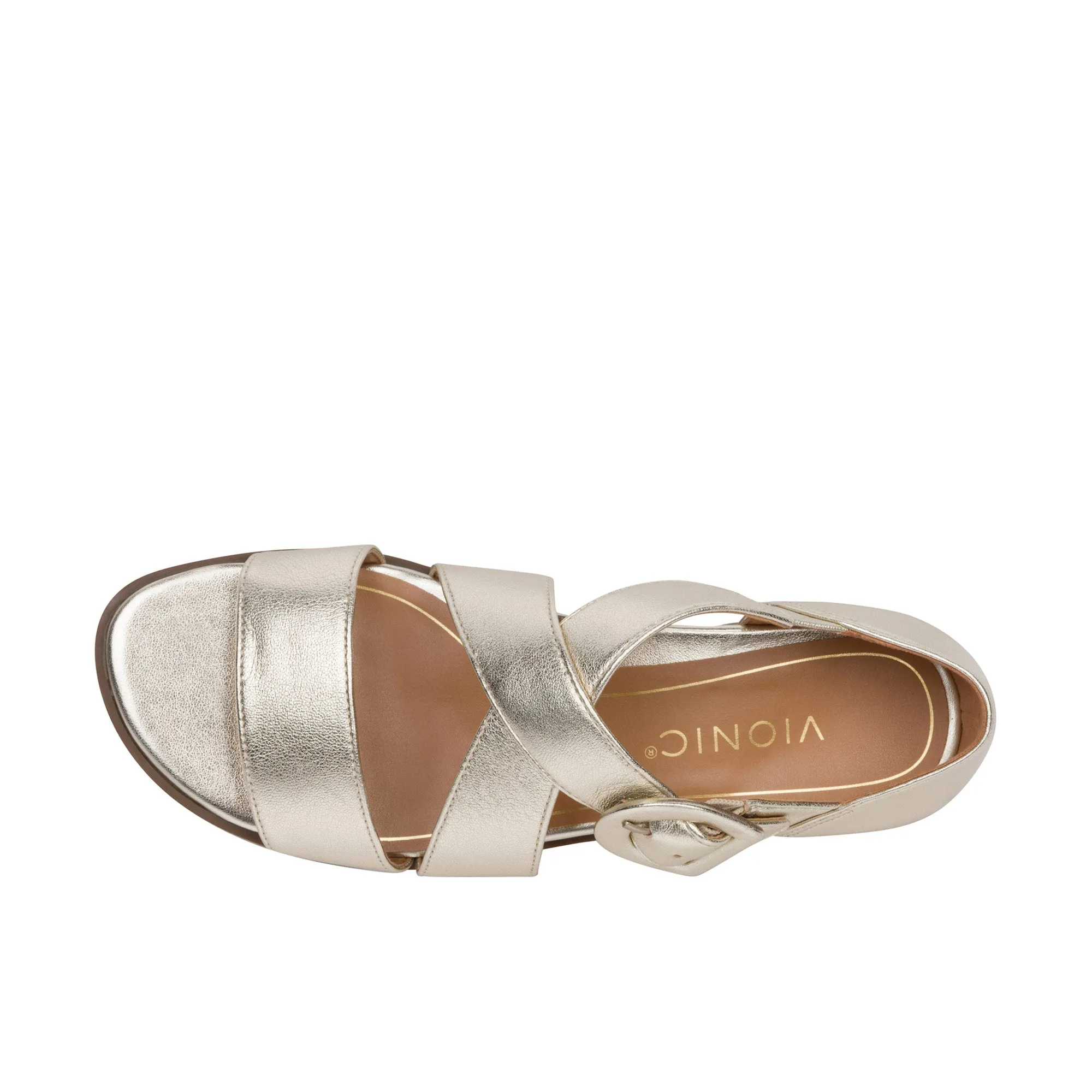 Vionic Womens Pacifica Strappy Sandal Gold