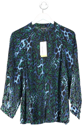 Whistles Blue Leopard Print Raglan Shirt UK 18