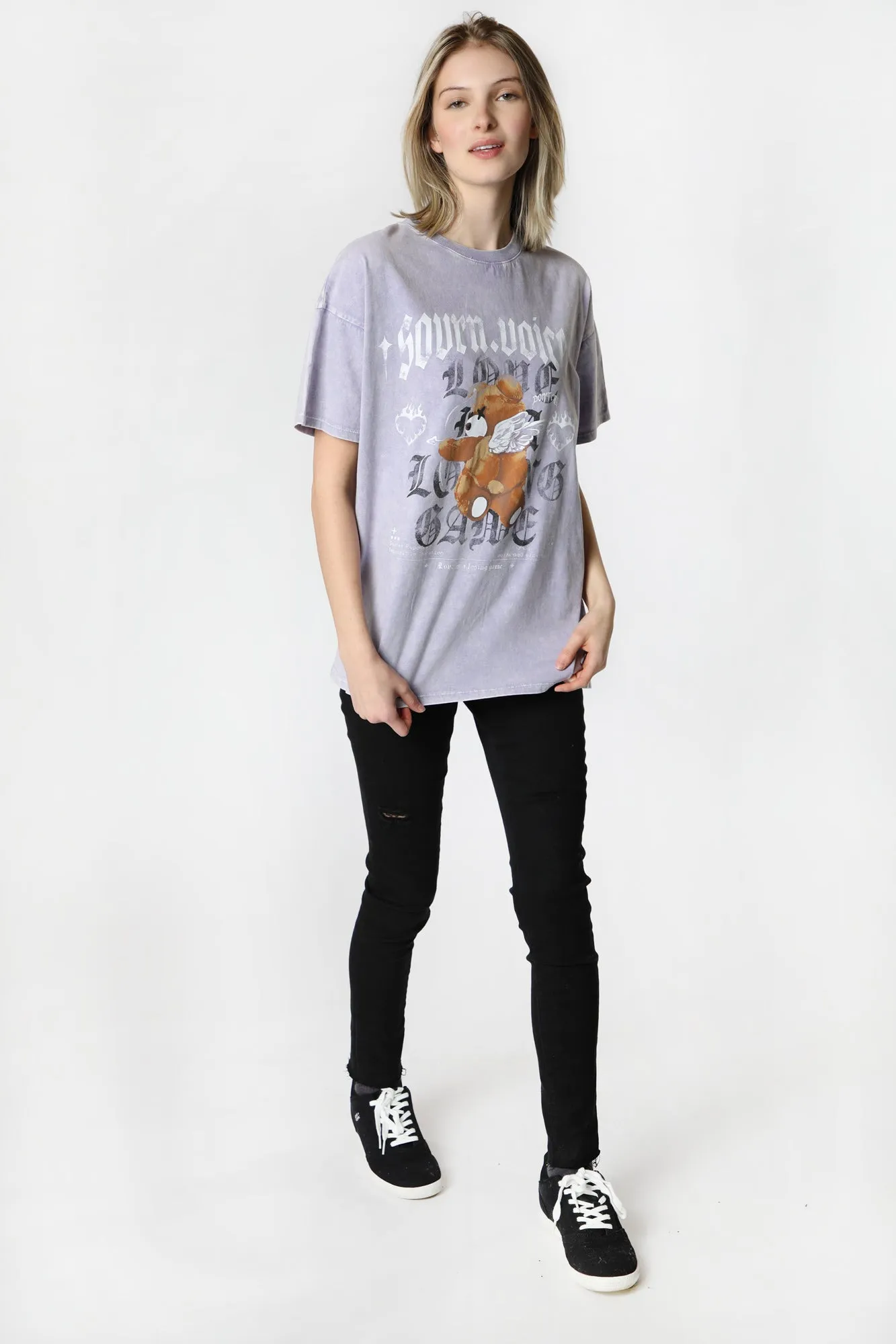 Womens Sovrn Voices Oversized Teddy Bear T-Shirt