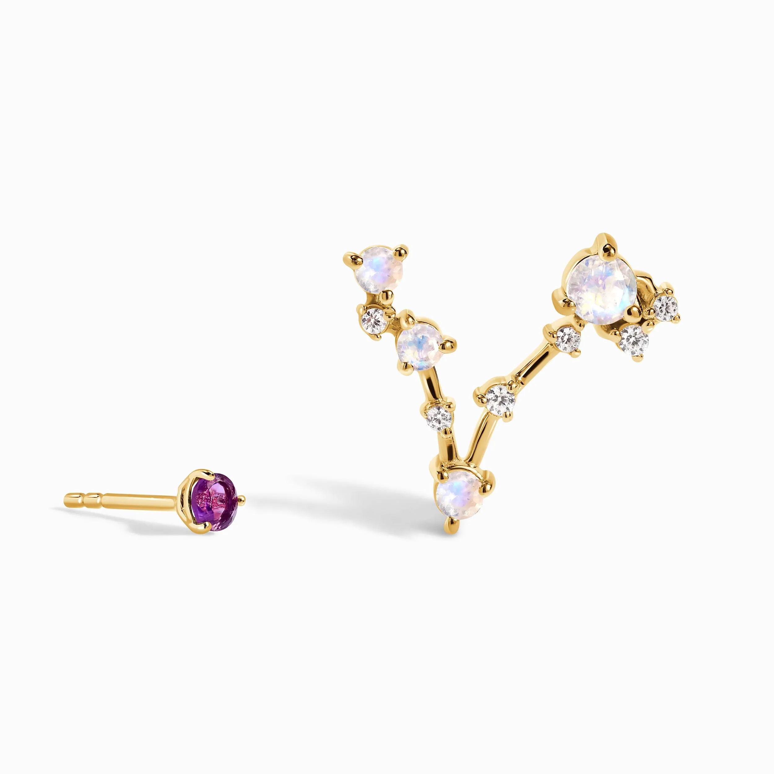 Zodiac Birthstone Studs - Pisces Amethyst